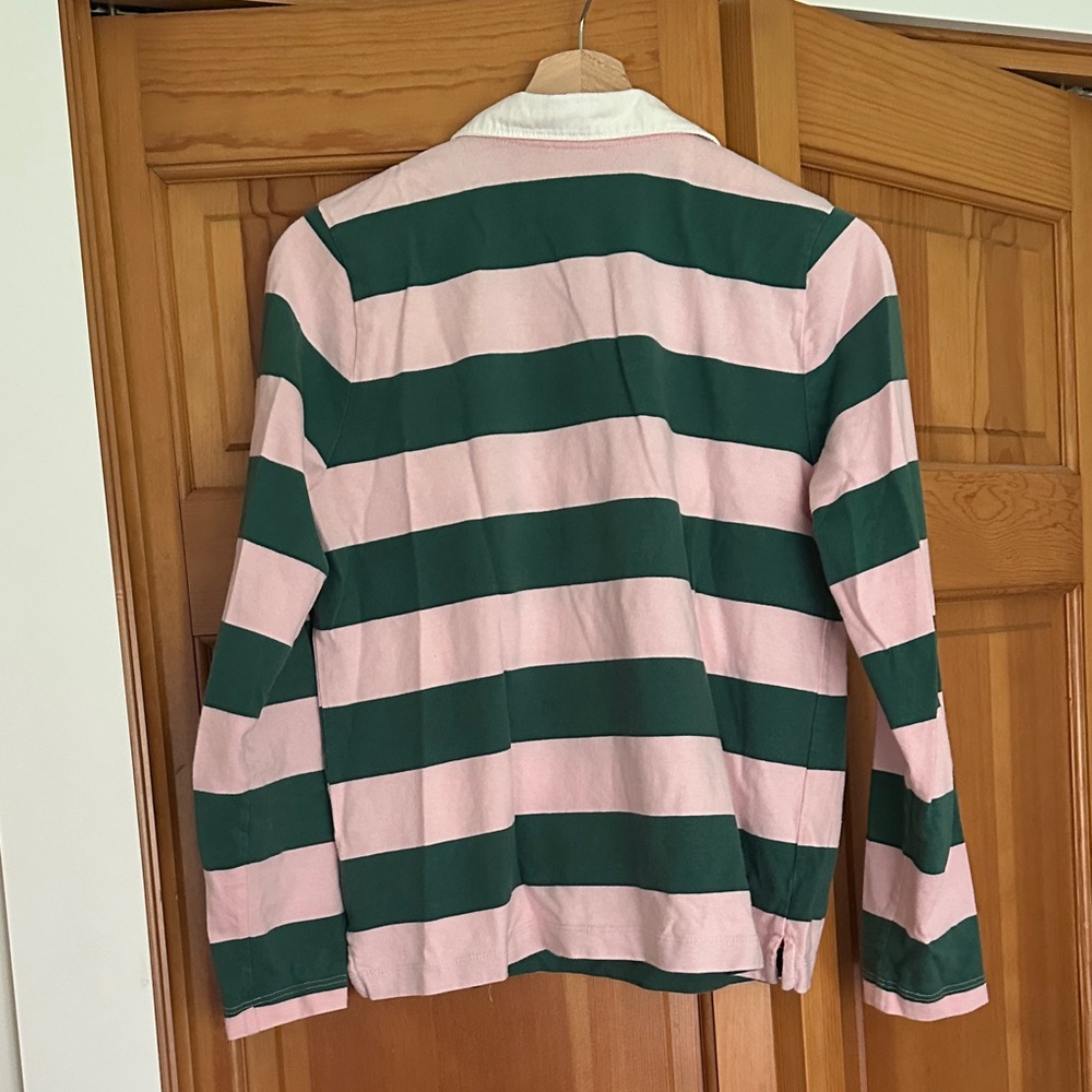 J. Crew Pink and Dark Green Striped Rugby Shirt - Picture 4 of 6